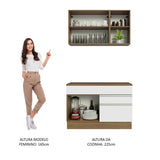 Cocina Integral Glamy Marron y Blanco 120x225cm con Mesón y sin Pozuelo - COCINAS | Bylmo