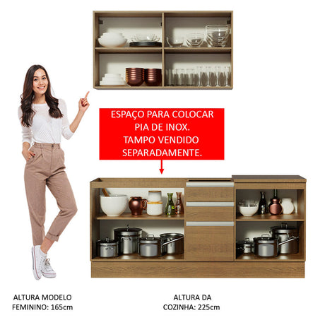 Cocina Integral Milão Marron 180x225cm sin Mesón y sin Pozuelo - COCINAS | Bylmo