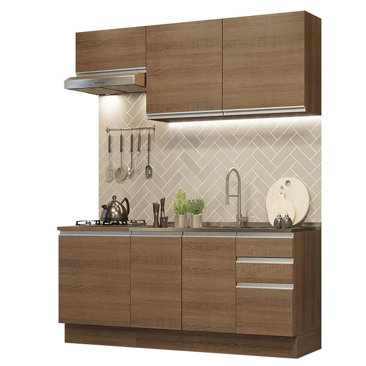 Cocina Integral Glamy 180x225 Marrón Moderna MDP Calidad - COCINAS | Bylmo