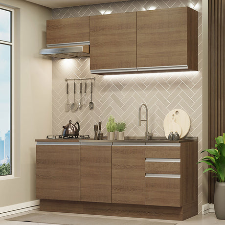 Cocina Integral Glamy 180x225 Marrón Moderna MDP Calidad - COCINAS | Bylmo