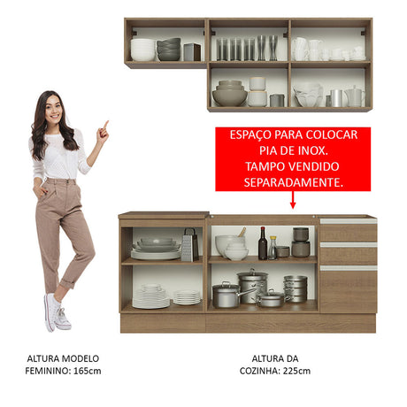 Cocina Integral Glamy 180x225 Marrón Moderna MDP Calidad - COCINAS | Bylmo