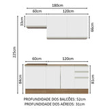 Cocina Integral Glamy 180x52 Marrón y Blanco Funcional Moderna Modular - COCINAS | Bylmo