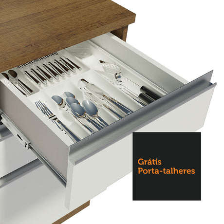 Cocina Integral Glamy 180x52 Marrón y Blanco Funcional Moderna Modular - COCINAS | Bylmo