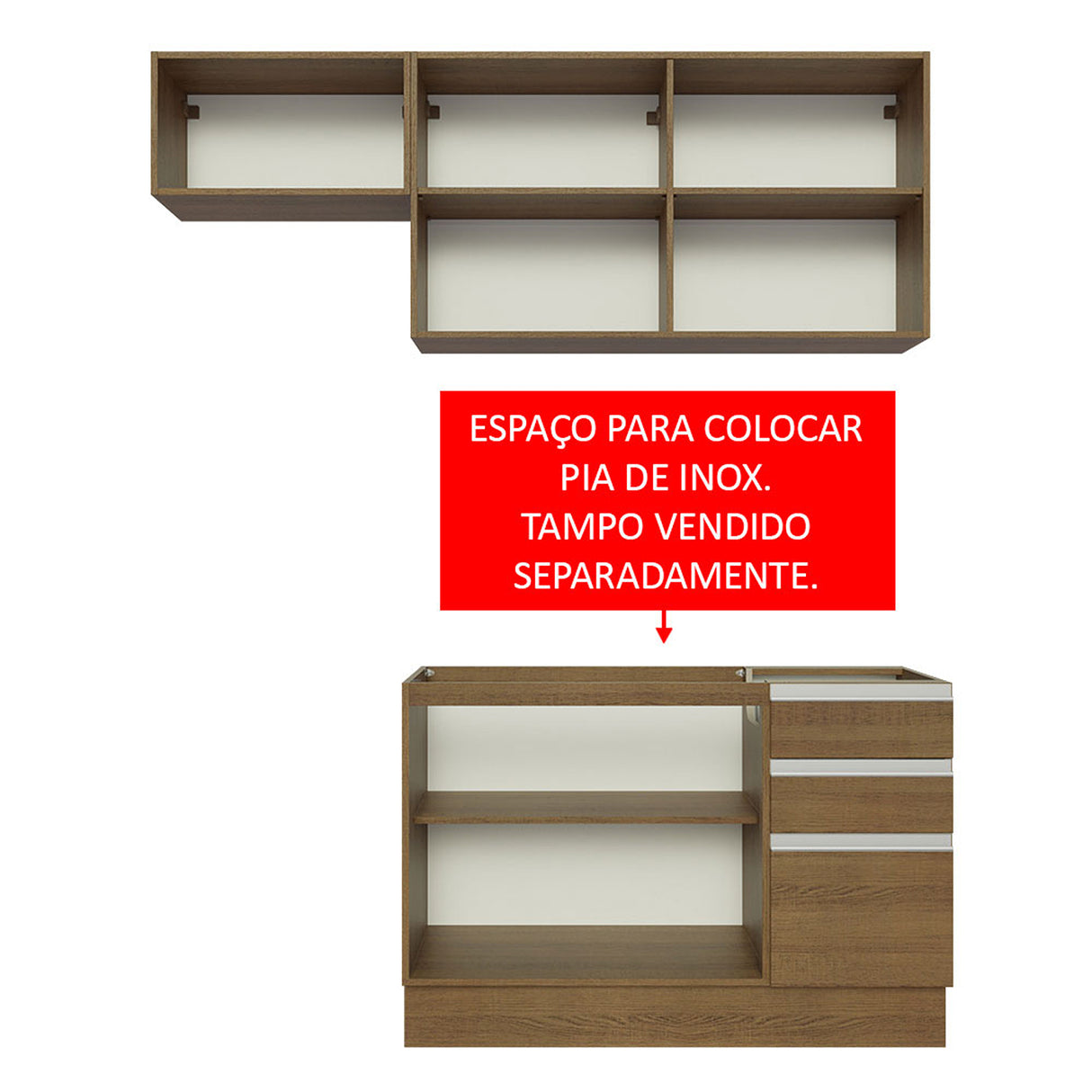 Cocina Integral Glamy Compacta 180x225x52 Marrón con Pintura Poliéster. - COCINAS | Bylmo