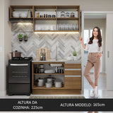 Cocina Integral Glamy Compacta 180x225x52 Marrón con Pintura Poliéster. - COCINAS | Bylmo