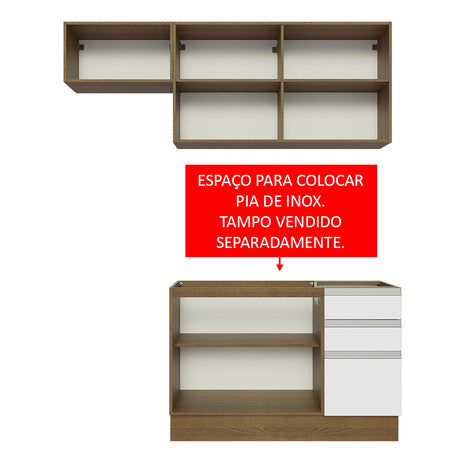 Cocina Integral Glamy Compacta 180x225 cm Marrón y Blanco Resistente y Moderna. - COCINAS | Bylmo