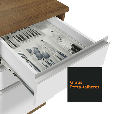 Cocina Integral Glamy Compacta 180x225 cm Marrón y Blanco Resistente y Moderna. - COCINAS | Bylmo