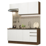 Cocina Integral Glamy Marron y Blanco 180x225cm con Mesón y sin Pozuelo - COCINAS | Bylmo