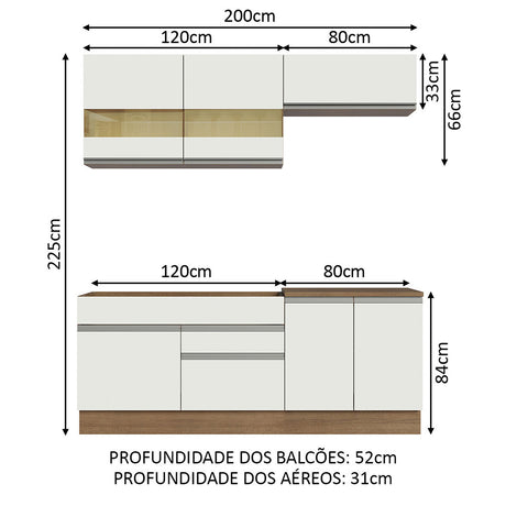 Cocina Integral Glamy Marron y Blanco 200x225cm con Mesón y sin Pozuelo - COCINAS | Bylmo