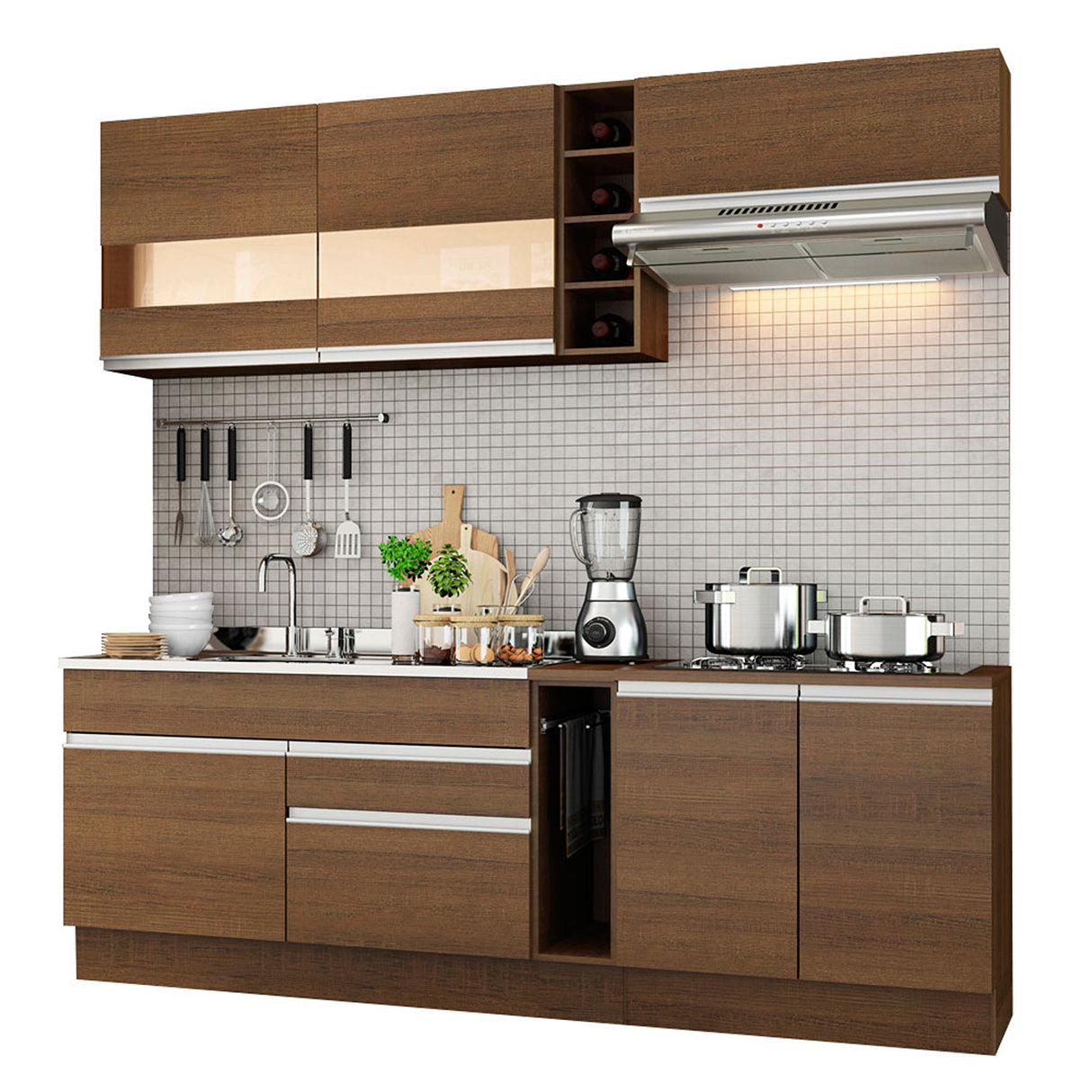 Cocina Integral Parma 220x225cm Rustic MDP Moderna - COCINAS | Bylmo