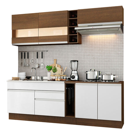 Cocina Integral Parma 220x225cm Marron y Blanco Moderna - COCINAS | Bylmo