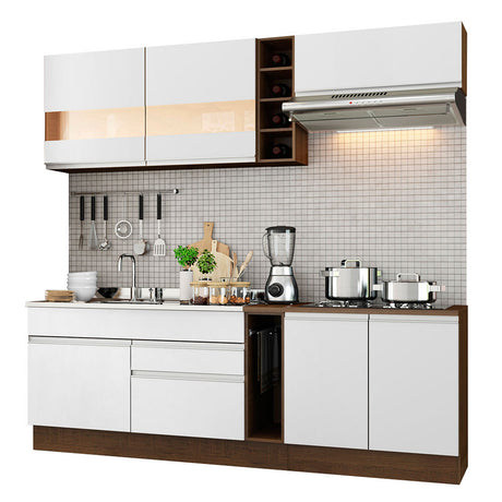 Cocina Integral Parma 2.20x2.25 Blanco y Marron Diseño Moderno Acabado de Alta Calidad - COCINAS | Bylmo