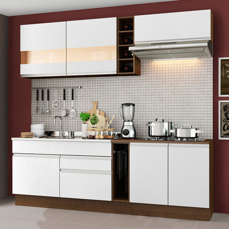 Cocina Integral Parma 2.20x2.25 Blanco y Marron Diseño Moderno Acabado de Alta Calidad - COCINAS | Bylmo