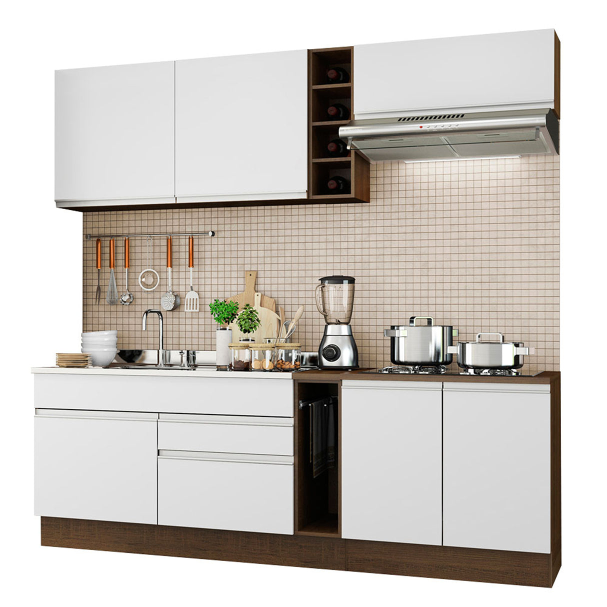 ICocina Integral Parma 220x225cm MDP Rustic Dos Cajones y Dos Puertas - COCINAS | Bylmo