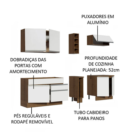 ICocina Integral Parma 220x225cm MDP Rustic Dos Cajones y Dos Puertas - COCINAS | Bylmo