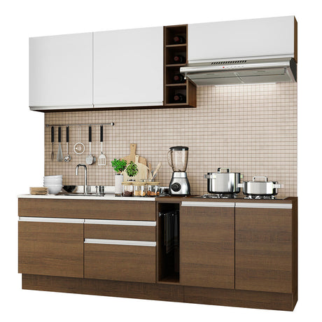 Cocina Integral Parma Marron 220x225cm con Mesón y sin Pozuelo - COCINAS | Bylmo