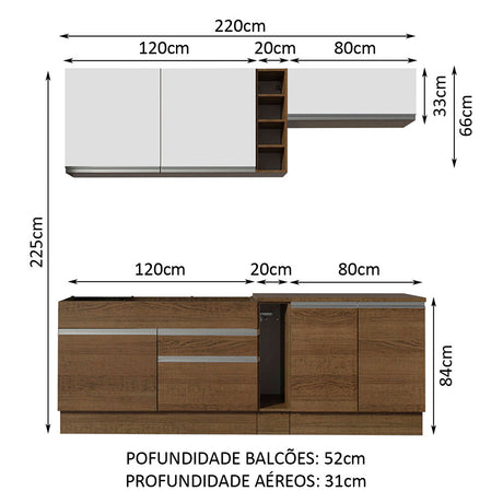 Cocina Integral Parma Marron 220x225cm con Mesón y sin Pozuelo - COCINAS | Bylmo