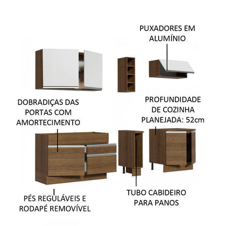 Cocina Integral Parma Marron 220x225cm con Mesón y sin Pozuelo - COCINAS | Bylmo