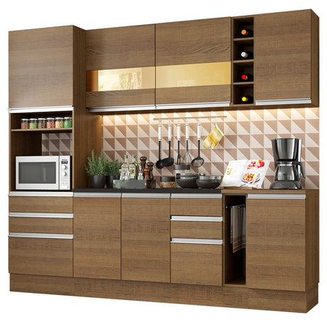 Cocina Integral Lazio Marron 240x225cm con Mesón y sin Pozuelo - COCINAS | Bylmo