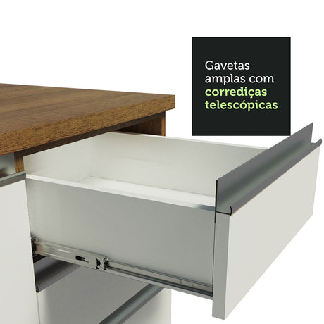 Cocina Integral Glamy Marron y Blanco 240x225cm con Mesón y sin Pozuelo - COCINAS | Bylmo