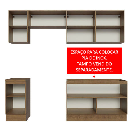 Cocina Integral Glamy Marron y Blanco 240x225cm sin Mesón y sin Pozuelo - COCINAS | Bylmo