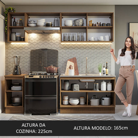 Cocina Integral Glamy Marron y Blanco 240x225cm sin Mesón y sin Pozuelo - COCINAS | Bylmo