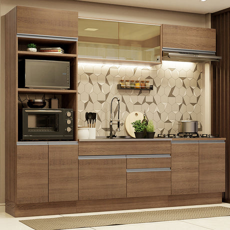 Cocina Integral Glamy Marrón Moderna 270x225cm MDP Siete Capas - COCINAS | Bylmo