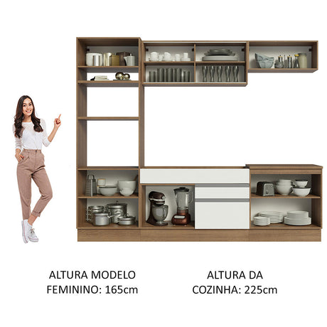 Cocina Integral Glamy 270x225 Marrón y Blanco Moderna Amplia y Práctica. - COCINAS | Bylmo