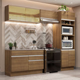 Cocina Integral Glamy 225x270x31 Marrón Moderno MDP Siete capas - COCINAS | Bylmo