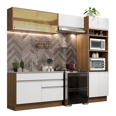 Cocina Integral Glamy 270x225 Marrón y Blanco Diseño Moderno. - COCINAS | Bylmo