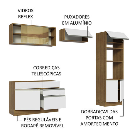 Cocina Integral Glamy 270x225 Marrón y Blanco Diseño Moderno. - COCINAS | Bylmo