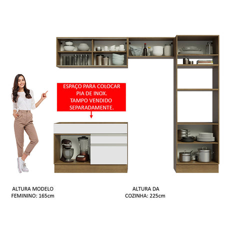 Cocina Integral Glamy 270x225 Marrón y Blanco Diseño Moderno. - COCINAS | Bylmo