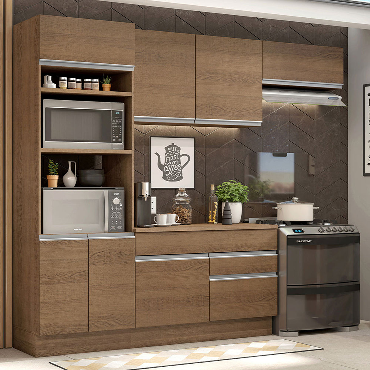 Cocina Integral Glamy 270x225 Marrón Moderna espaciosa y resistente. - COCINAS | Bylmo