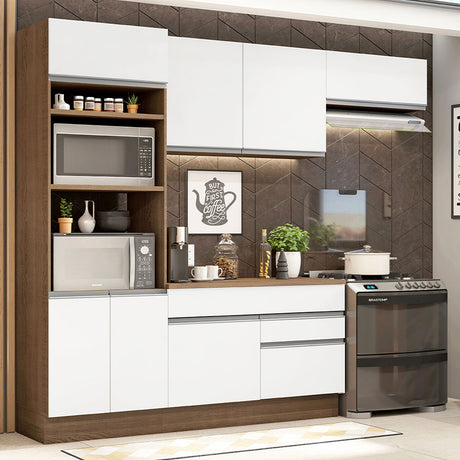 Cocina Integral Glamy 270x225 Marrón y Blanco MDP Modular - COCINAS | Bylmo