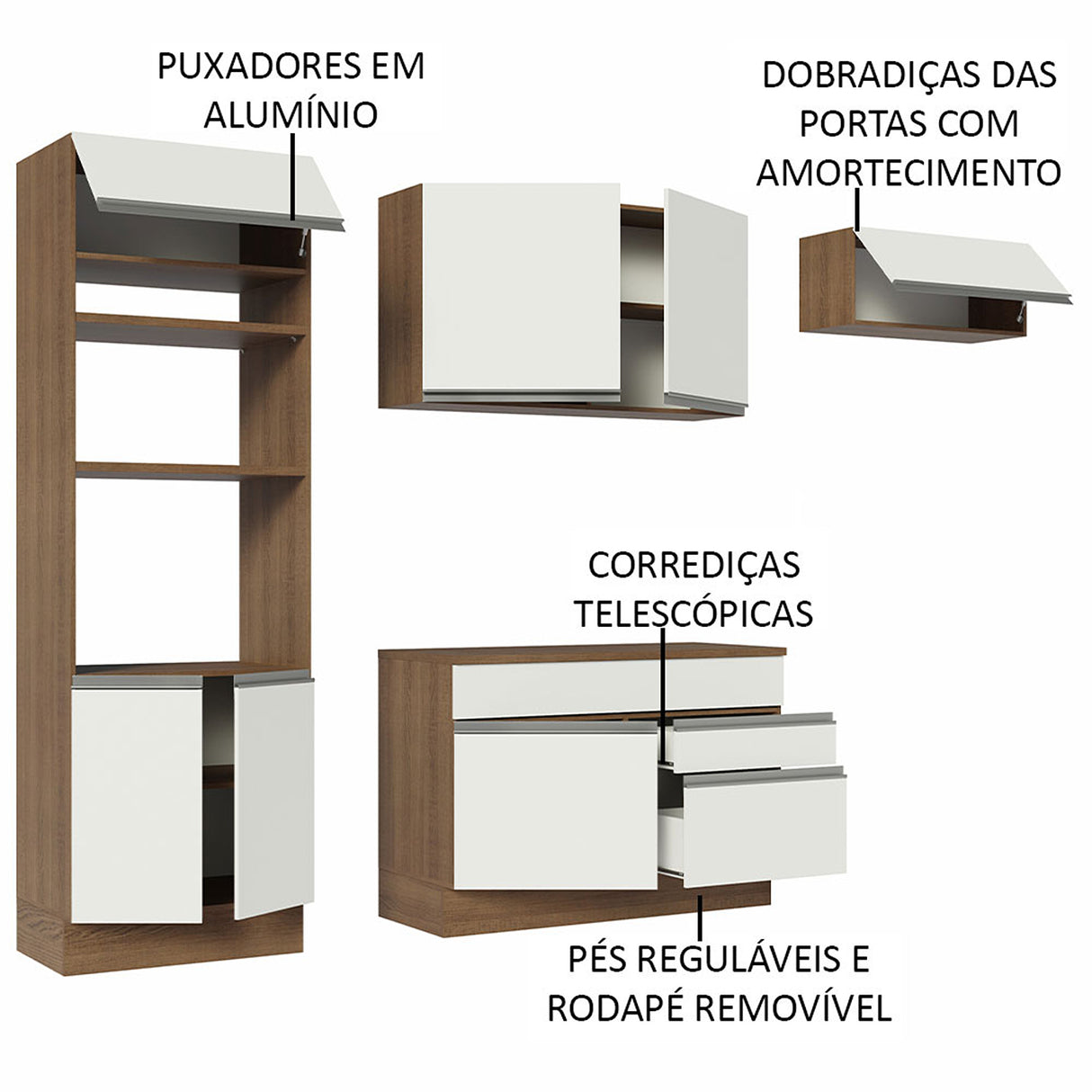 Cocina Integral Glamy 270x225 Marrón y Blanco MDP Modular - COCINAS | Bylmo
