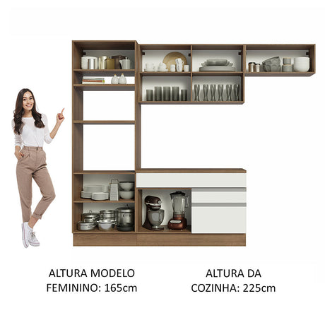 Cocina Integral Glamy 270x225 Marrón y Blanco MDP Modular - COCINAS | Bylmo