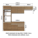 Cocina Integral Glamy 270 cm Marrón Moderno - COCINAS | Bylmo