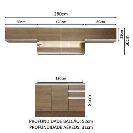 Cocina Integral Marina Marron 280x225cm sin Mesón y sin Pozuelo - COCINAS | Bylmo