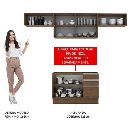 Cocina Integral Marina Marron 280x225cm sin Mesón y sin Pozuelo - COCINAS | Bylmo