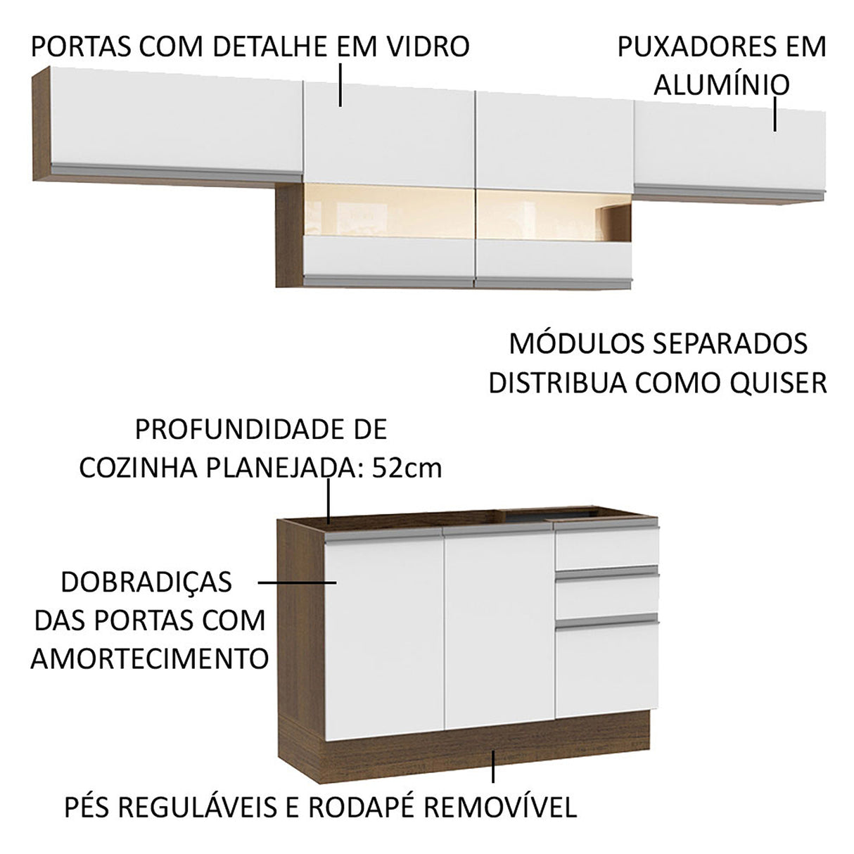 Cocina Integral Marina Marron y Blanco 280x225cm sin Mesón y sin Pozuelo - COCINAS | Bylmo