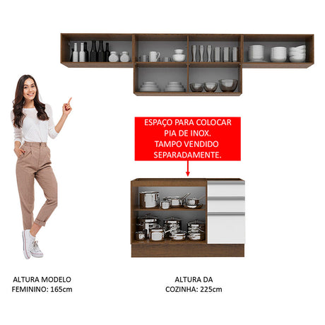 Cocina Integral Marina Marron y Blanco 280x225cm sin Mesón y sin Pozuelo - COCINAS | Bylmo