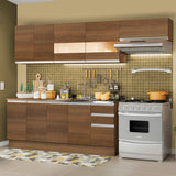 Cocina Integral Marcela Glamy Marron 280x225cm con Mesón y sin Pozuelo - COCINAS | Bylmo