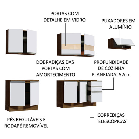 Cocina Integral Marcela Glamy Marron y Blanco 280x225cm con Mesón y sin Pozuelo - COCINAS | Bylmo