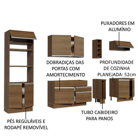 Cocina Integral Vicenza Marron 290x225cm con Mesón sin Pozuelo y con Dos Cajones - COCINAS | Bylmo