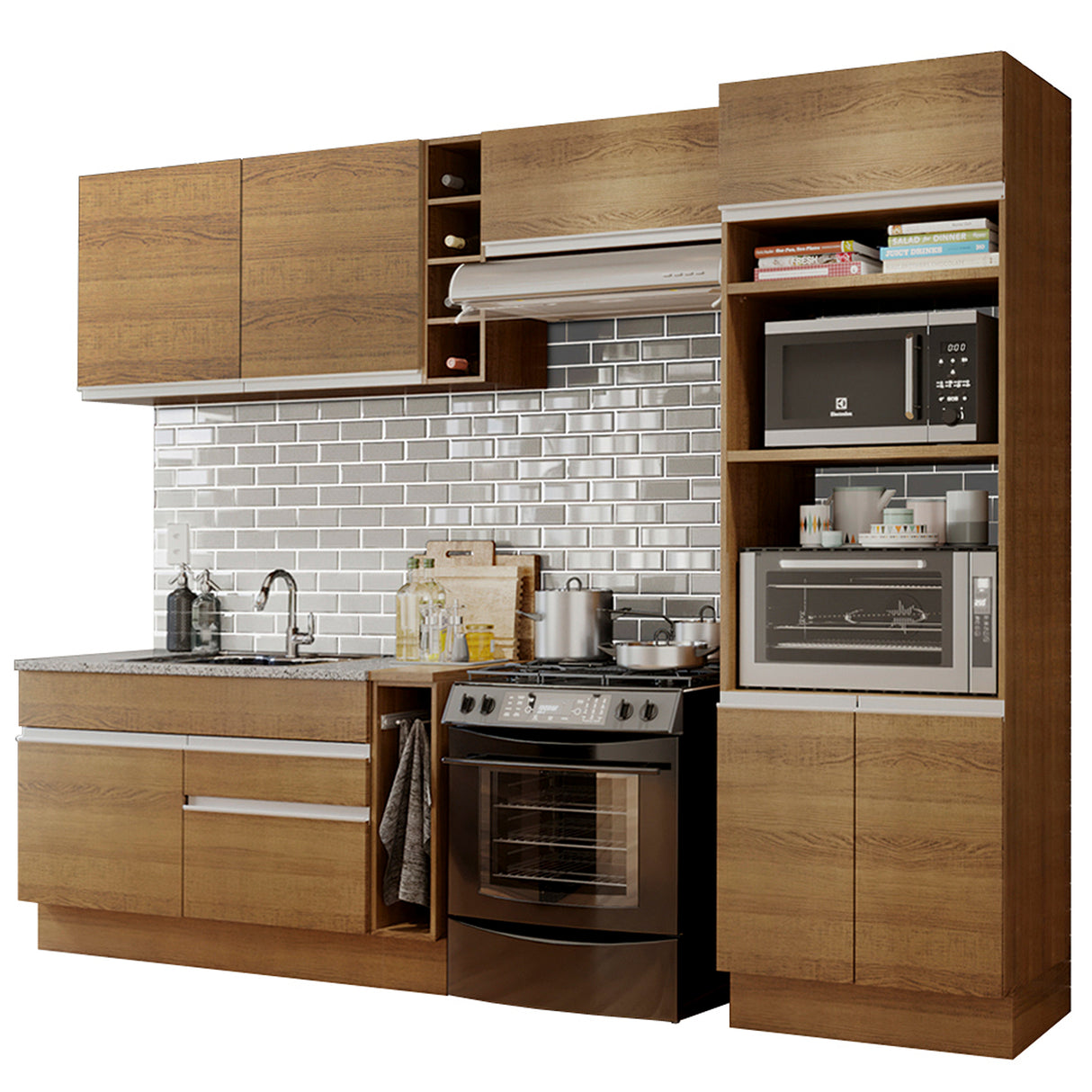 Cocina Integral Cristal Marron 290x225cm sin Mesón y sin Pozuelo - COCINAS | Bylmo