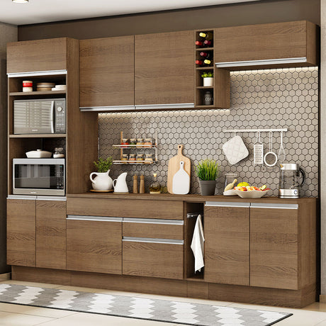 Cocina Integral Vicenza Glamy Marron 290x225cm con Mesón y sin Pozuelo - COCINAS | Bylmo
