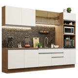 Cocina Integral Glamy Marron y Blanco 310x225cm con Mesón y sin Pozuelo - COCINAS | Bylmo