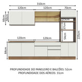 Cocina Integral Glamy Marron y Blanco 310x225cm con Mesón y sin Pozuelo - COCINAS | Bylmo