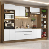 Cocina Integral Glamy Marron y Blanco 330x225cm con Mesón y sin Pozuelo - COCINAS | Bylmo
