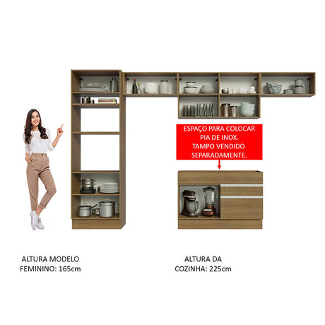 Cocina Integral Glamy Marron 350x225cm con Mesón y sin Pozuelo - COCINAS | Bylmo